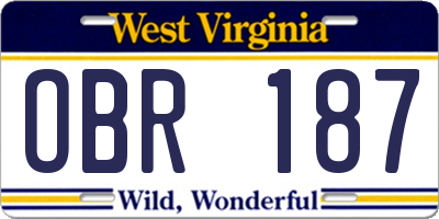 WV license plate OBR187