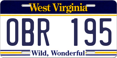 WV license plate OBR195