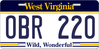 WV license plate OBR220