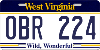WV license plate OBR224