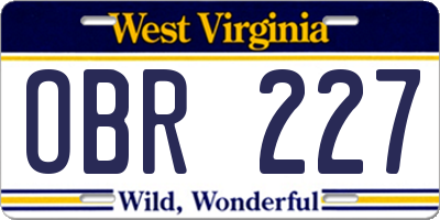WV license plate OBR227