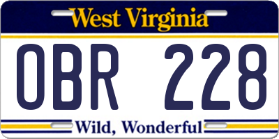 WV license plate OBR228