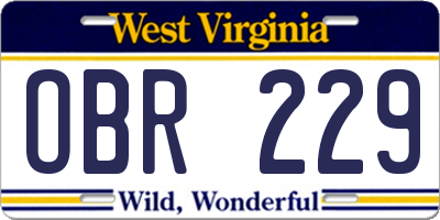 WV license plate OBR229