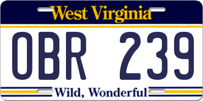 WV license plate OBR239