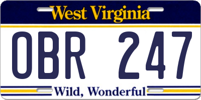 WV license plate OBR247