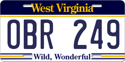 WV license plate OBR249