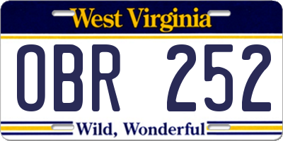 WV license plate OBR252