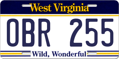 WV license plate OBR255