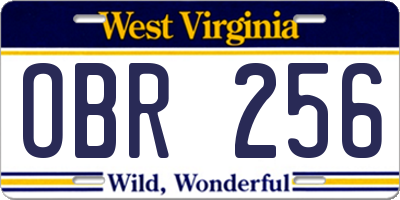 WV license plate OBR256