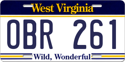 WV license plate OBR261