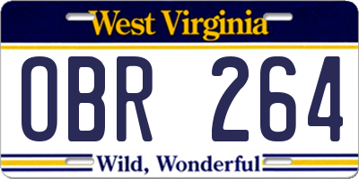 WV license plate OBR264