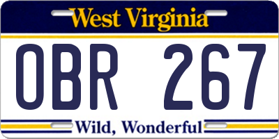 WV license plate OBR267