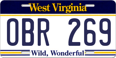 WV license plate OBR269