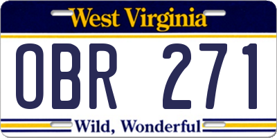 WV license plate OBR271