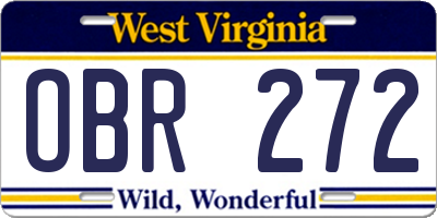 WV license plate OBR272