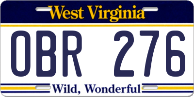 WV license plate OBR276