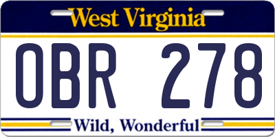 WV license plate OBR278