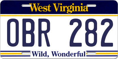 WV license plate OBR282