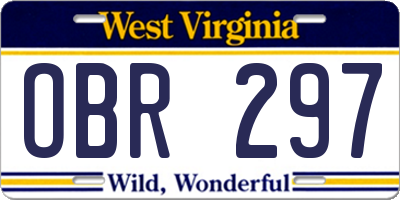 WV license plate OBR297