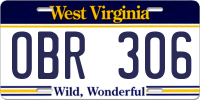 WV license plate OBR306