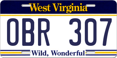 WV license plate OBR307