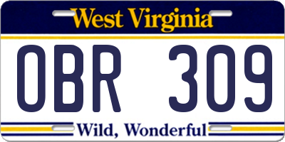 WV license plate OBR309