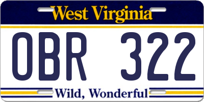 WV license plate OBR322