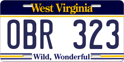 WV license plate OBR323