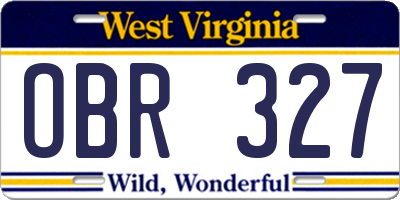 WV license plate OBR327