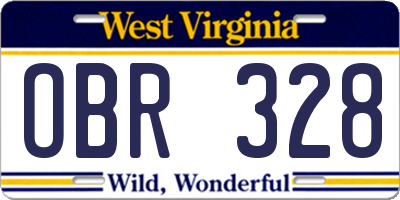 WV license plate OBR328