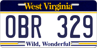 WV license plate OBR329