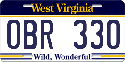 WV license plate OBR330