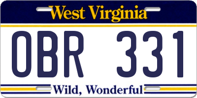 WV license plate OBR331