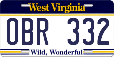 WV license plate OBR332
