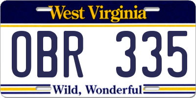 WV license plate OBR335