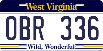 WV license plate OBR336
