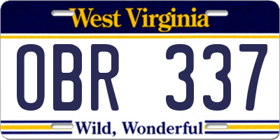 WV license plate OBR337