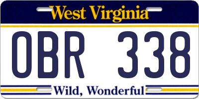 WV license plate OBR338