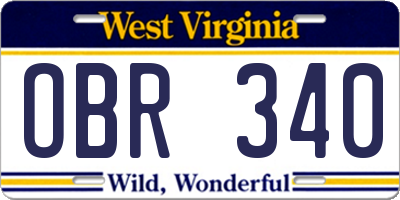 WV license plate OBR340