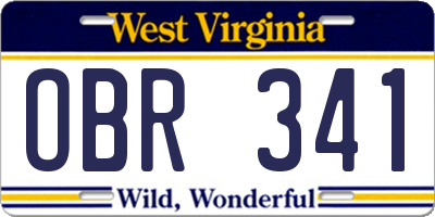 WV license plate OBR341