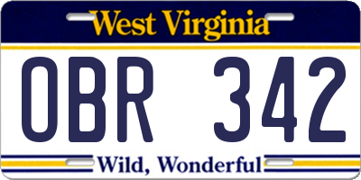 WV license plate OBR342
