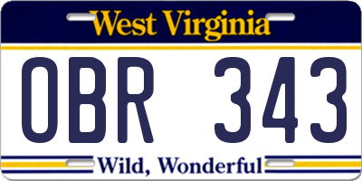 WV license plate OBR343