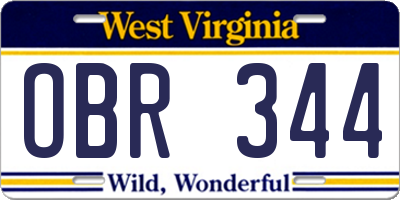 WV license plate OBR344