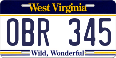 WV license plate OBR345
