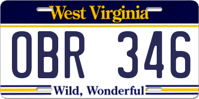 WV license plate OBR346