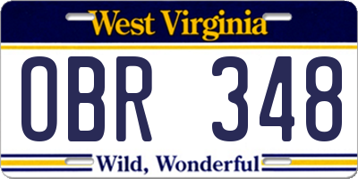 WV license plate OBR348