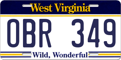 WV license plate OBR349