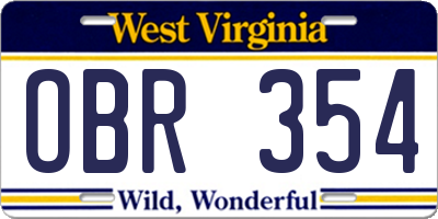 WV license plate OBR354
