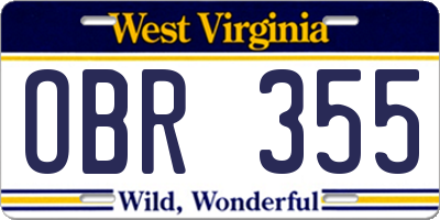 WV license plate OBR355