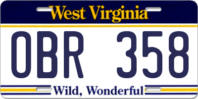 WV license plate OBR358
